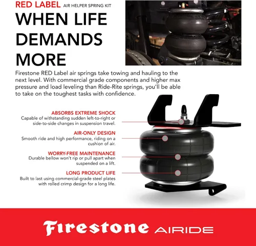 Miniatura 5 de Firestone Airide 2715 Red Label - Kit de resortes de aire traseros para chasis de cabina C3500HD 2012-2025 5-150 PSI Capacidad de carga de 7,500