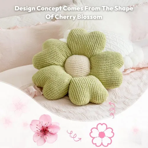 Miniatura 6 de Sioloc Almohada Decorativa de Flores, Lindo Cojín de Asiento de Suelo con Margaritas, Almohadas Decorativas Divertidas y Estéticas para Cama Sofá
