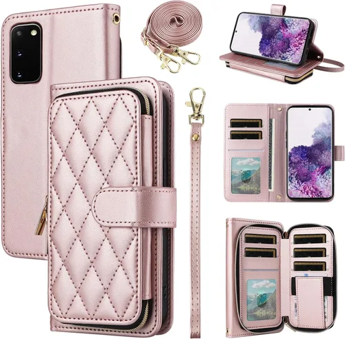 Miniatura 41 de Funda de Cartera para Samsung Galaxy S20 FE 5G de 6.5 Pulgadas con Correa para Muñeca, Billetera con Cremallera y más de 9 Ranuras para Tarjetas