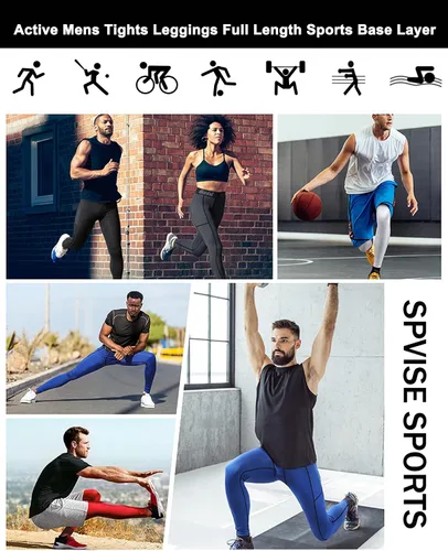 Miniatura 13 de SPVISE Pantalones de compresión para hombre, leggings para deportes, gimnasio, mallas atléticas frescas y secas, capa base para correr, fútbol