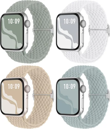 Correa elástica trenzada tipo Solo Loop, unisex, de nailon, para reloj Apple Watch, compatible con tallas 38, 40, 41, 42, 44, 45, 46, 49 mm y series