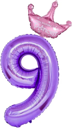 Miniatura 8 de Globos morados del número 1 de 40 pulgadas con corona de princesa, globos de helio de aluminio número 1, decoraciones de fiesta de primer cumpleaños