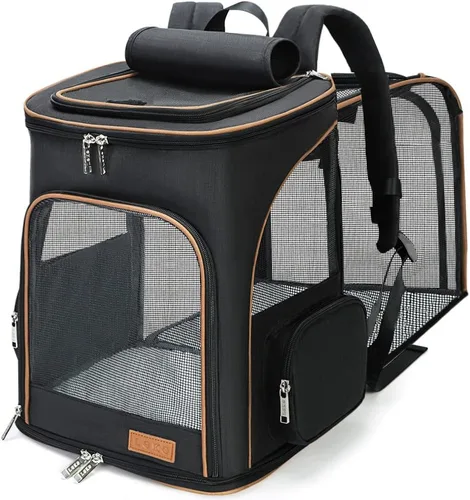 Miniatura 8 de Lekereise Mochila para Gatos Expandible Transportador de Mascotas Mochila para Gatos y Perros Pequeños, Mochila Transportador de Perros Plegable