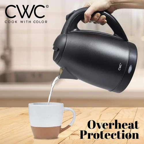 Miniatura 4 de COOK WITH COLOR Hervidor eléctrico – Hervidor rápido, diseño elegante y características de seguridad – Ideal para rápido y fácil, acero inoxidable