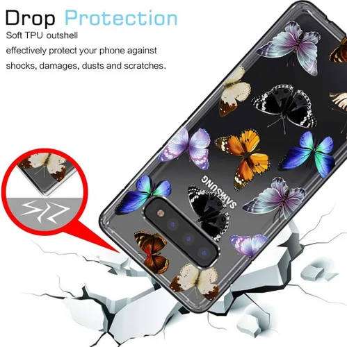 Miniatura 7 de Funda para Galaxy S10 Plus, para Samsung S10+ Funda de silicona TPU absorbente de golpes con mariposa transparente para Samsung Galaxy S10 Plus