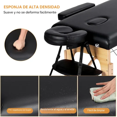 Miniatura 2 de Yaheetech - Mesa de masaje portátil, camas para pestañas, cama de spa, sofá de masaje plegable, mesas de spa ajustables, plegables en 2 con bolsa
