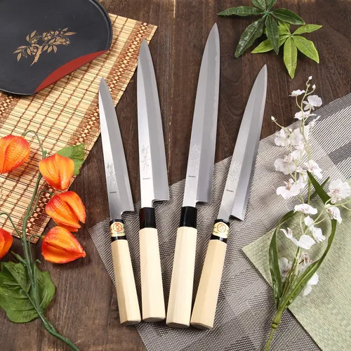 Miniatura 2 de Cuchillo de chef japonés para sushi sashimi Kigami (acero amarillo) - No.2 mango de madera de magnolia en forma de D, Yanagiba 11.8 pulgadas