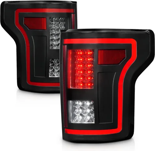 Miniatura 9 de AmeriLite - Par de luces traseras de tubo LED rojo completo con lentes suaves y señal secuencial ahumada para Ford F150 Pickup 2015-2017 - Lado