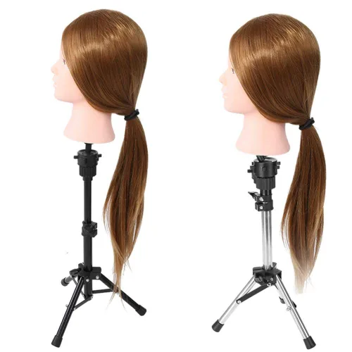 Miniatura 7 de Soporte para cabeza de maniquí, soporte de trípode, ajustable, profesional, de plástico, para peluca, sombrero, soporte para cabello para cabeza