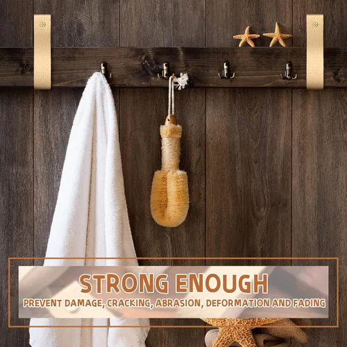 Miniatura 4 de Bucherry 8 ganchos de pared de cuero con tornillos, barra de cortina, correas para colgar en la pared, soporte para toallas, asa para manija