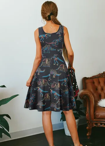Miniatura 34 de uideazone - Vestido de mujer sin mangas cuello redondo de verano, para playa, casual, Midi línea A.