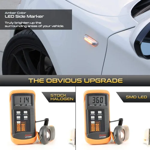 Miniatura 3 de VIPMOTOZ Cromo completo LED tira lateral marcador luz delantera guardabarros intermitentes montaje montaje par para BMW E82 E88 E90 E91 E92 E93 E60