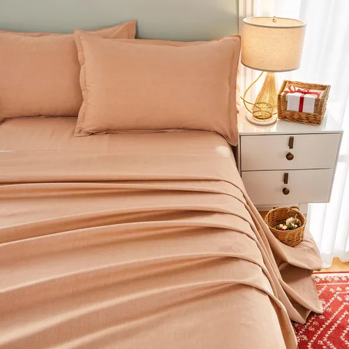 Miniatura 13 de Brandream Juego de ropa de cama para niños, tamaño matrimonial, juego de sábanas para niñas, color rosa, 4 piezas, color sólido, suave