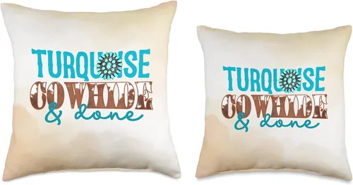 Miniatura 3 de Cowhide & Done Western Life Country Farm Life Item Turquesa - Almohada de piel de vaca y hecho Western Country Farm Life, 16.0 x 16.0 in, multicolor
