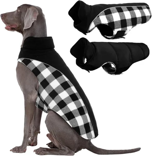 Miniatura 20 de Kuoser - Abrigo reversible para perros para climas fríos, abrigo de invierno impermeable reflejante para mascotas, abrigo para perros a cuadros