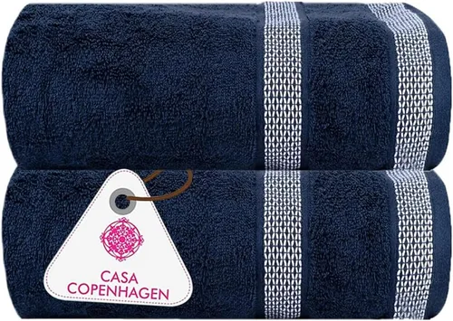 Miniatura 145 de CASA COPENHAGEN Juego de 6 toallas de palomitas de maíz, color azul polvoriento, 21.16 oz/m², 2 toallas de baño, 2 toallas de mano y 2 toallas