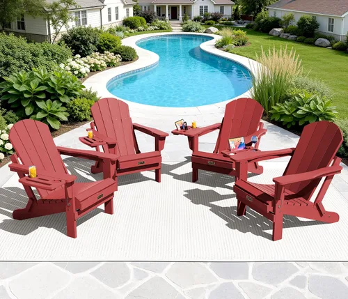 Miniatura 36 de SERWALL - Silla plegable Adirondack para patio, jardín, exterior, resistente a la intemperie, sillas para hoguera, color naranja