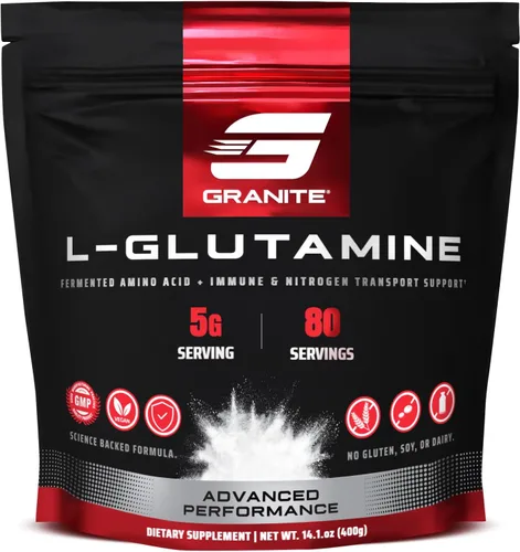 Granito L-Glutamina en polvo, apoya la recuperación muscular, la salud intestinal, después del ejercicio, el transporte inmunológico y de nitrógeno