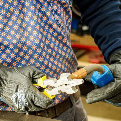 Miniatura 5 de Blue Demon Guantes de soldadura Gamechanger Shorties, escudo térmico kagan integrado en meñique, excelente destreza, construcción de cuero de cabra