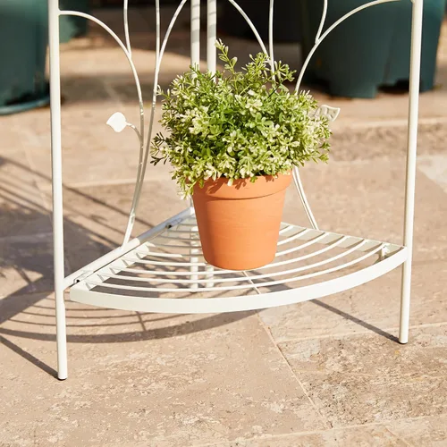 Miniatura 8 de Glitzhome Estante de metal blanco de 52 pulgadas de alto con 4 niveles para interior y exterior, jardín, granja