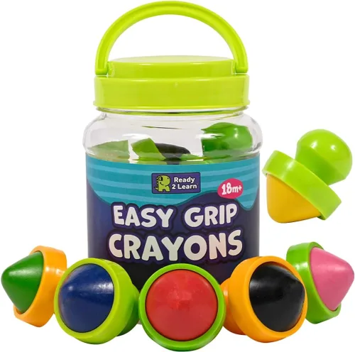 READY 2 LEARN Crayones de agarre fácil | No tóxicos | Seis colores | 18m+ | Crayones para niños pequeños con agarre de palma gruesos | Fáciles de