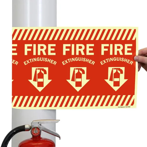 Miniatura 4 de SmartSign Etiqueta envolvente "Fire Extinguisher" con flecha hacia abajo, vinilo laminado de 24 x 12 pulgadas, fabricado en Estados Unidos