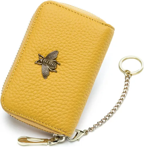 Miniatura 12 de imeetu Soporte para tarjetas de crédito RFID, cartera pequeña de cuero con cremallera para mujer