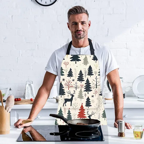 Miniatura 5 de Delantal de cocina para el hogar, cocina, horneado, jardinería, para mujeres y hombres, con bolsillos, impermeable, 32 x 28 pulgadas