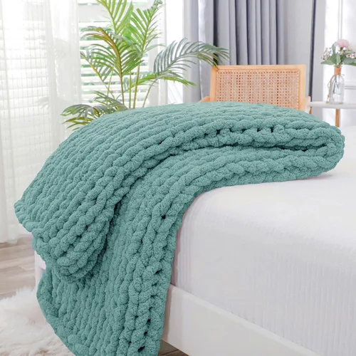 Miniatura 69 de Bigacogo Manta de punto grueso para sofá, 51 x 63 pulgadas, 100% tejida a mano con hilo de felpilla grueso jumbo, acogedoras y suaves mantas grandes