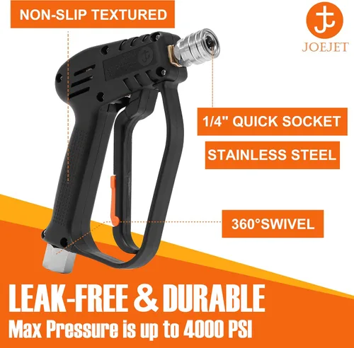 Miniatura 5 de JOEJET Pistola de lavadora de alta presión con giro, pistola corta de lavadora eléctrica con 5 puntas de boquilla de pulverización, enchufe