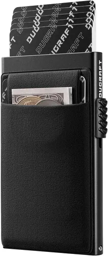 Miniatura 11 de DUGRAFT Tarjetero para tarjetas de crédito con bolsillo para dinero, minimalista, delgado, de aluminio, de metal, para hombres, con bloqueo RFID