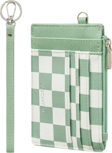 Miniatura 7 de BOSTANTEN Tarjetero para tarjetas de crédito para mujer, billetera de piel RFID, pequeña cartera delgada con llavero con ventana de identificación