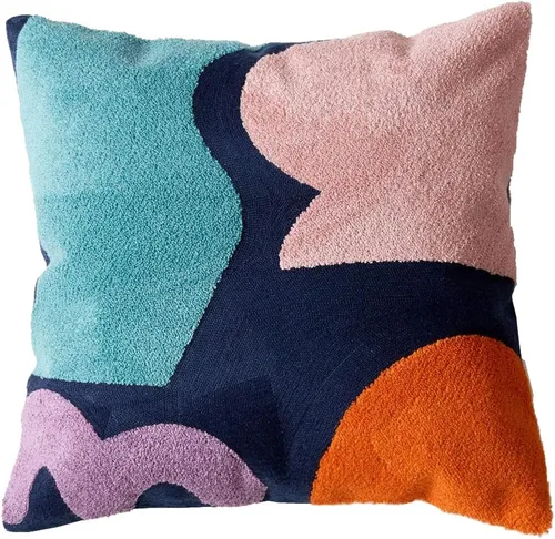 Miniatura 9 de vctops Funda decorativa para cojín con detalles de penachos geométricos estilo bohemio, funda de almohada cuadrada bordada en algodón para sofá