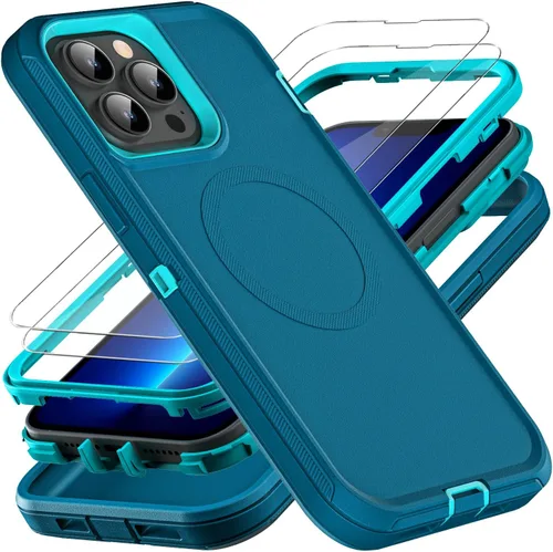 Miniatura 7 de YKHJKLEC Funda para iPhone 13 Pro Max, Grado Militar 3 en 1 Resistente Funda A Prueba de Golpes/Caídas/Polvo con 2 Protectores de Pantalla de Vidrio