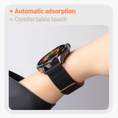 Miniatura 7 de Compatible con FITVII Smart Watch, 0.787 in, 0.866 in, correa magnética compatible con FITVII HM57, correa magnética deportiva de silicona fuerte