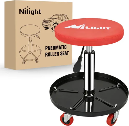 Miniatura 10 de Nilight - Asiento rodante tipo enredadera para garaje/taller, taburete mecánico acolchado con capacidad de 250 libras y almacenamiento