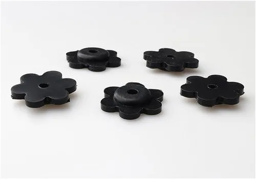 Miniatura 5 de Tapones de bandera de jardín, banderas de jardín de goma para soporte de bandera de jardín, pequeños topes de patio en forma de flor negra para uso