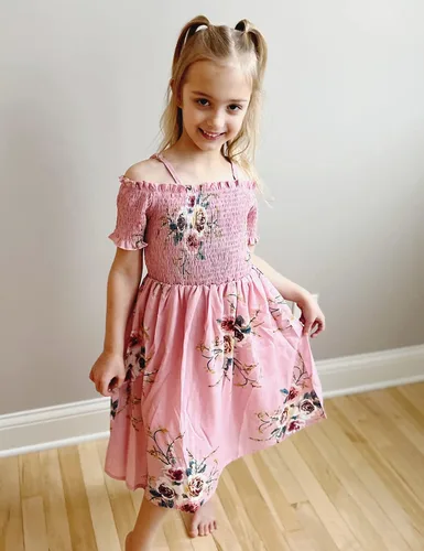 Miniatura 8 de Arshiner Vestido casual de verano sin mangas floral para niñas