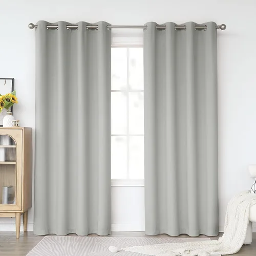 Miniatura 81 de KEQIAOSUOCAI Cortinas rosa bebé de 63 pulgadas para habitación de niñas - Con aislamiento térmico que oscurece la habitación, cortinas de ventana