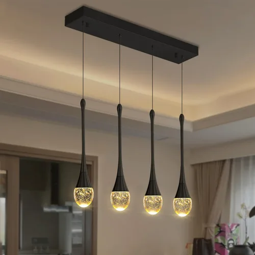 Miniatura 20 de ykolupty Candelabro Moderno de 138'', 20 Luces, Lámpara Colgante Moderna Negra, Candelabro Grande para Escalera, Vestíbulo, Sala de Estar, Negro