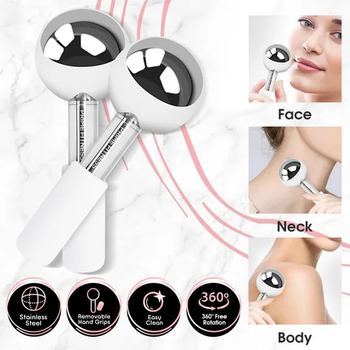 Miniatura 2 de Globos de hielo para tratamientos faciales Rodillo de enfriamiento de acero irrompible Varillas de crio para cara Masajeador para cara, cuello