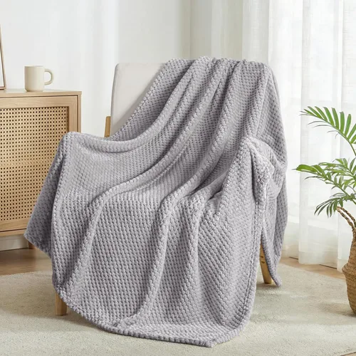 Miniatura 16 de Exclusivo Mezcla - Manta de vellón extragrande para sofá o cama, mantas supersuaves y cálidas con textura de gofre, acogedora, mullida y ligera Azul