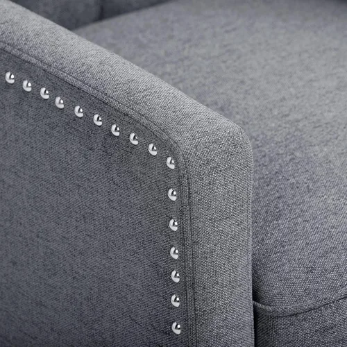 Miniatura 7 de Silla reclinable con respaldo ajustable, cómoda silla reclinable con respaldo ajustable, sillón de tela copetuda con remaches vintage para sala