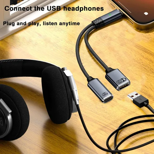 Miniatura 5 de Adaptador USB C a auriculares y cargador de 0.138 in, adaptador de audio USB C a auxiliar 2 en 1 con carga rápida PD 3.0 de 60 W, chip DAC