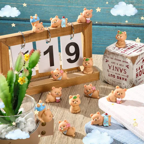 Miniatura 3 de HyDren 15 figuras en miniatura de oso lindo oso para decoración de baby shower, decoración de pasteles de resina, decoración de pasteles, jardín