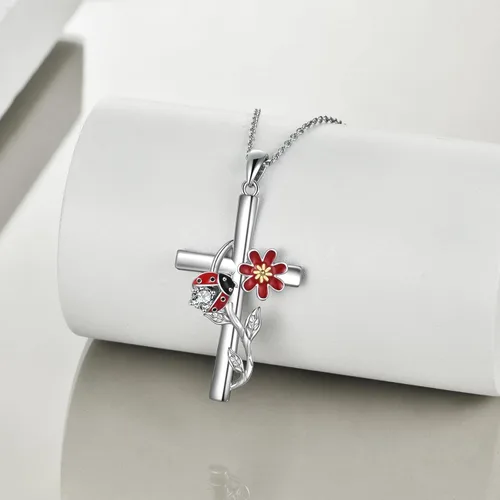 Miniatura 3 de CRMAD Collar de colibrímariquitalibélula para mujer, collar de cruz de plata de ley, regalos para niñas