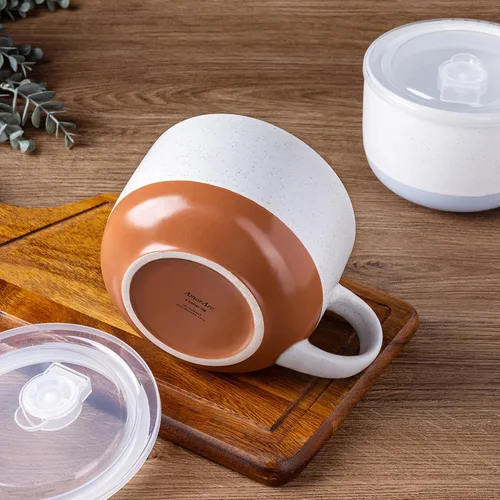 Miniatura 5 de AmorArc Tazas de sopa de cerámica con tapa, tazas grandes de sopa de 710 ml con asa para café, cereal, ensalada, fideos, té, tazas de sopa con tapa