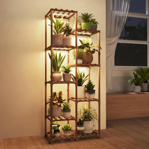 Miniatura 8 de Bamworld Soporte para plantas para interiores y exteriores, estante grande de metal de 11 niveles para plantas, soportes de flores de varios Negro