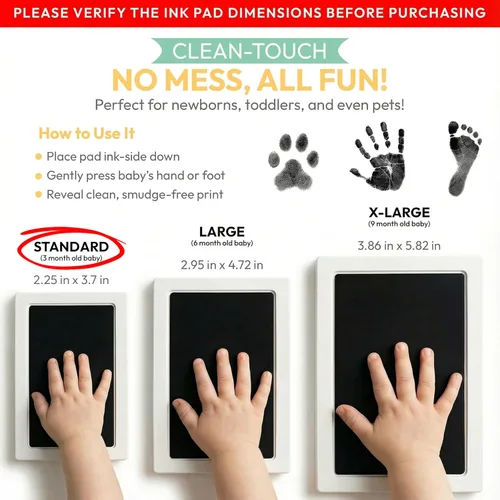 Miniatura 2 de Almohadilla de tinta Clean Touch para huellas de bebé y huellas de pies – Sello sin tinta para manos y pies de bebé – Seguro para bebés, no toca