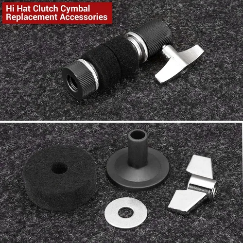 Miniatura 6 de Facmogu 13 piezas de accesorios de repuesto para platillos, embrague estándar Hi-Hat, almohadillas de fieltro para platillo de tambor incluyen Negro
